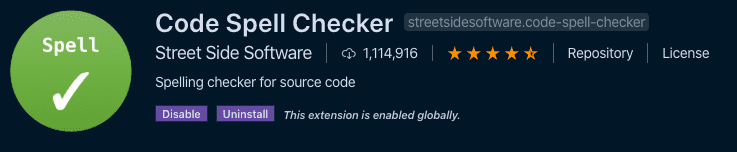 Code spell checker in the visual studio code store